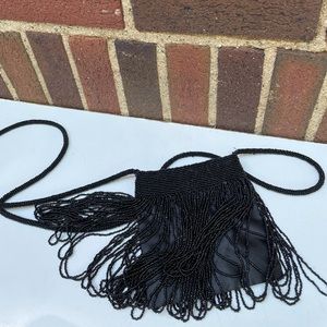 Mini Black Flapper Bead Bag